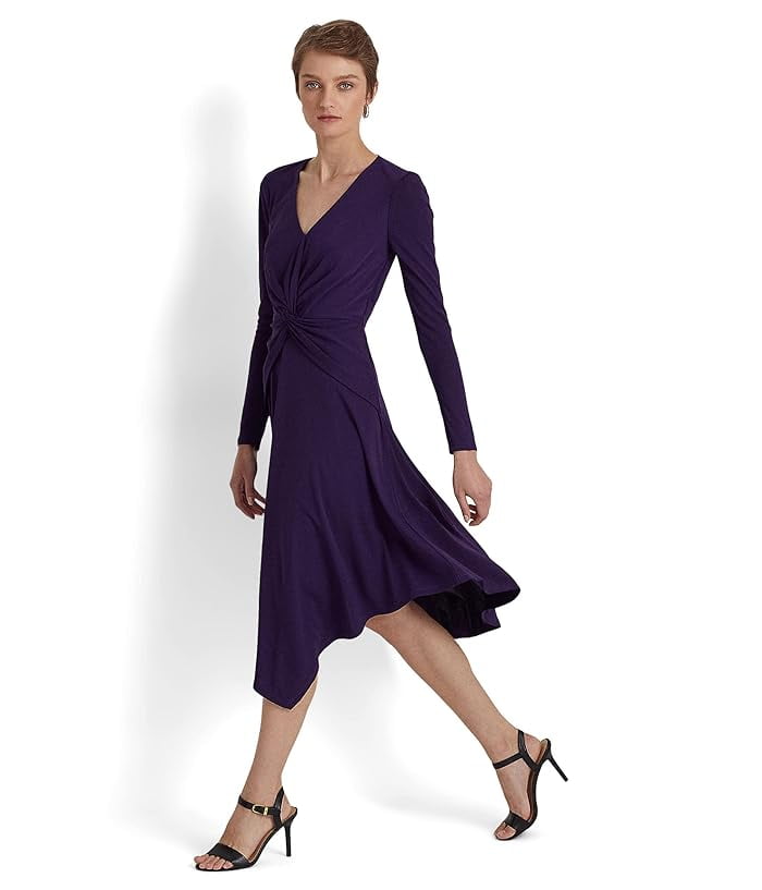 LAUREN Ralph Lauren Twist-Front Jersey Purple Dress 6 - Walmart.com