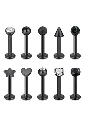 10Pcs 16G Lip Rings Stainless Surgical Steel Labret Jewelry Monroe Lip Rings