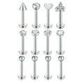 thumbnail image 1 of LAURITAMI 12 Pcs 16G Stainless Steel Nose Studs Tragus Labret Nose Lips Piercing For Women 6/8/10Mm, 1 of 3