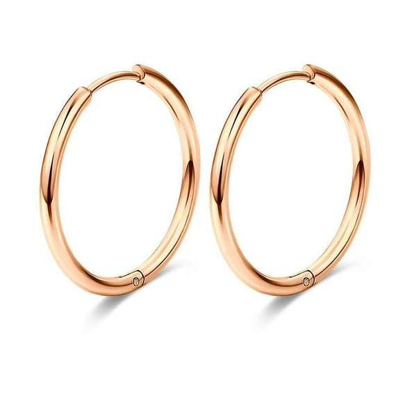 LAURITAMI 12G Classic Huggie Earrings Women Men Hoop Earrings Rose Gold Different Size Available