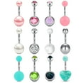 thumbnail image 1 of LAURITAMI 12Pcs 14G Surgical Steel Belly Button Rings Dangling Dangle Belly Rings Piercing Jewelry For Women&nbsp;, 1 of 2