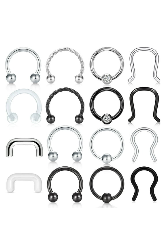 16G Stainless Steel Acrylic Horseshoe Nose Septum Rings Piercing Jewelry