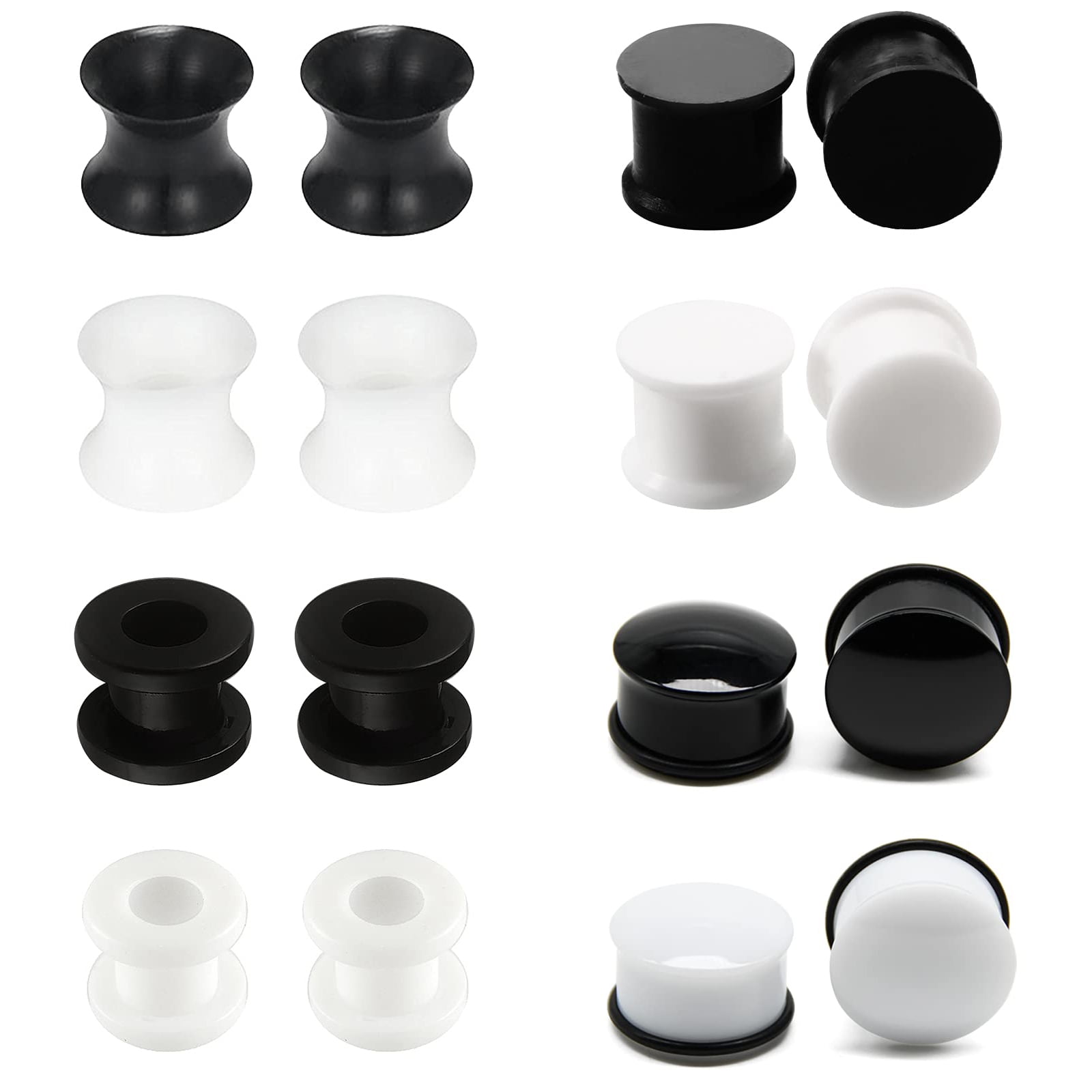 LAURITAMI 16Pcs Tunnels Ear Gauges Tunnels Plugs Silicone Ear Skin
