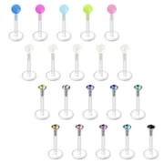 LAURITAMI 20Pcs 16G Stainless Steel Uv Labret Studs Monroe Push In Lip Rings Piercing Jewelry 6/10Mm