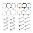 thumbnail image 1 of LAURITAMI 28Pcs 20G Nose Rings Hoops L Shaped Surgical Stainless Steel Nose Piercings Jewelry, 1 of 5