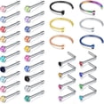 thumbnail image 1 of LAURITAMI 34Pcs 20G Nose Rings Surgical Steel Rings Hoops Studs Diamond Piercing Jewelry For Women, 1 of 3