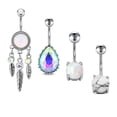 thumbnail image 1 of LAURITAMI 4Pcs 14G Surgical Steel Belly Button Rings Dangling Dangle Belly Rings Piercing Jewelry For Women&nbsp;, 1 of 2