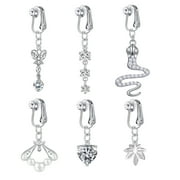 LAURITAMI 6 Pcs Fake Belly Piercing For Women Fake Belly Button Piercings Cz Non Piercing