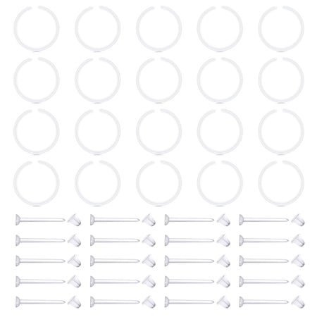 LAURITAMI Clear Acrylic Bioflex Tragus Retainer Nose Rings, 40-Piece