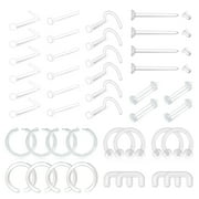LAURITAMI Clear Flexible Retainers, Body Piercing Jewelry, 42 Pieces Set, Nickel-Free, Lead-Free