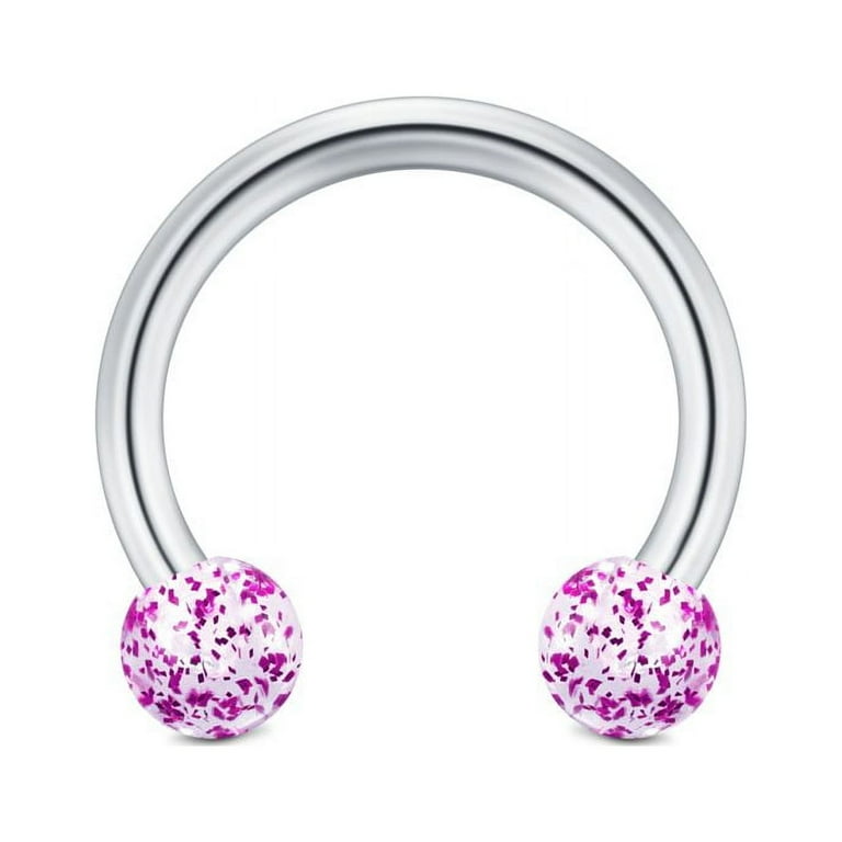 LAURITAMI Glitter Ball 16G Septum Ring Horseshoe Piercing