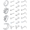 thumbnail image 1 of Briana Williams L Shaped, Hoop Cubic Zirconia & Stainless Steel Nose Rings, 26-Piece, 1 of 4