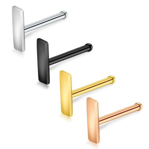 LAURITAMI Nose Rings Rectangle 20G Bone Shape Nose Studs Nose Ring