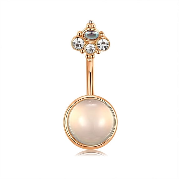 LAURITAMI Purple And White Round Crystal Inlaid Belly Button Ring Retro Style