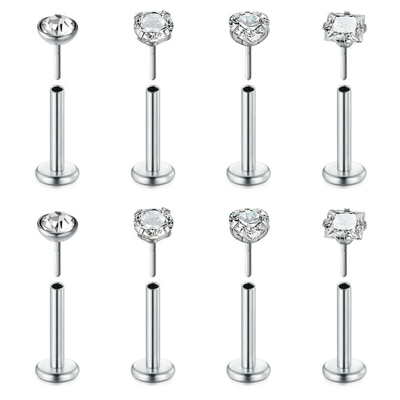 LAURITAMI Push In Lip Stud Rings Stainless Steel Lip Rings For Women Men 8Mm