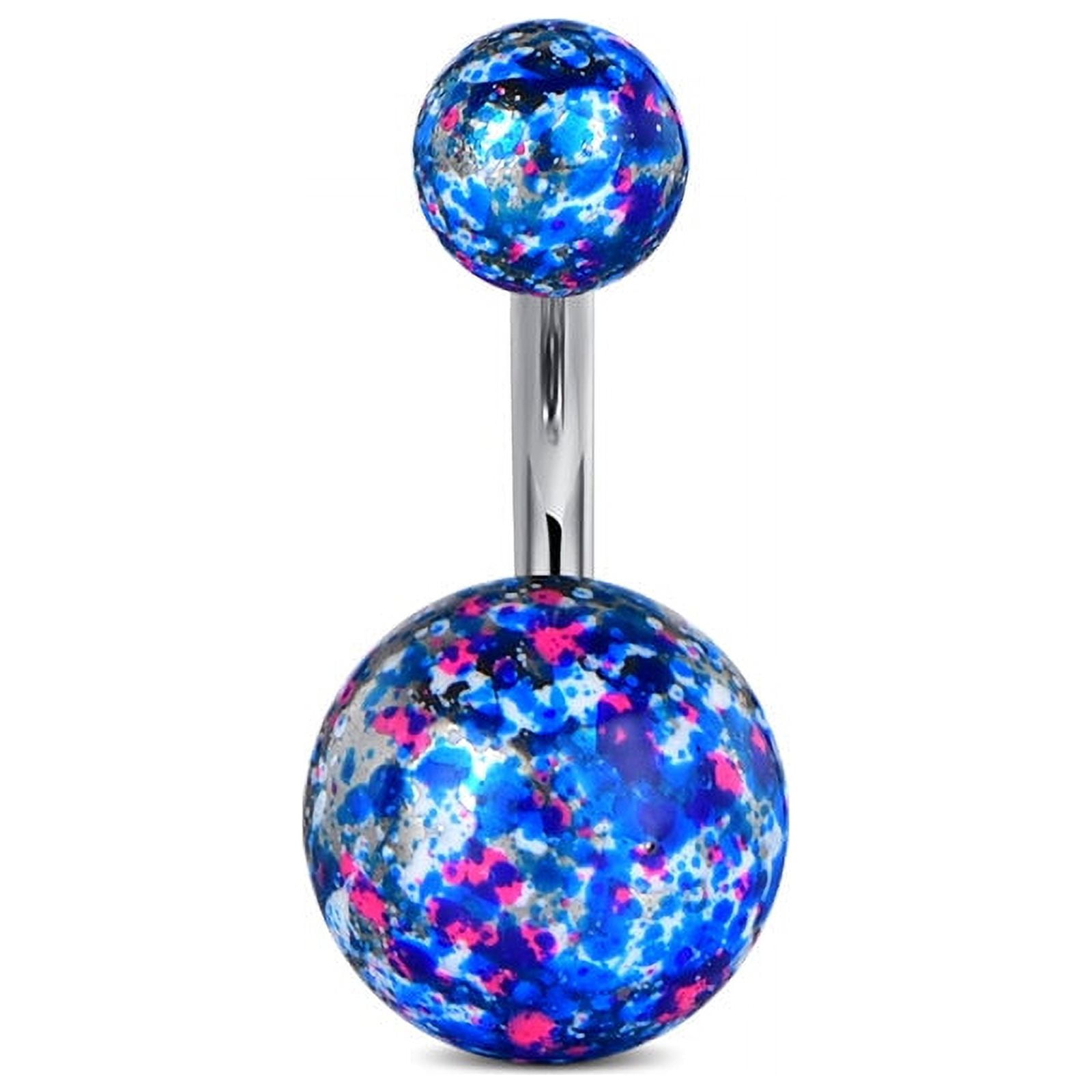 LAURITAMI Surgical Steel Belly Button Ring With Colorful Metal Ball 6MM