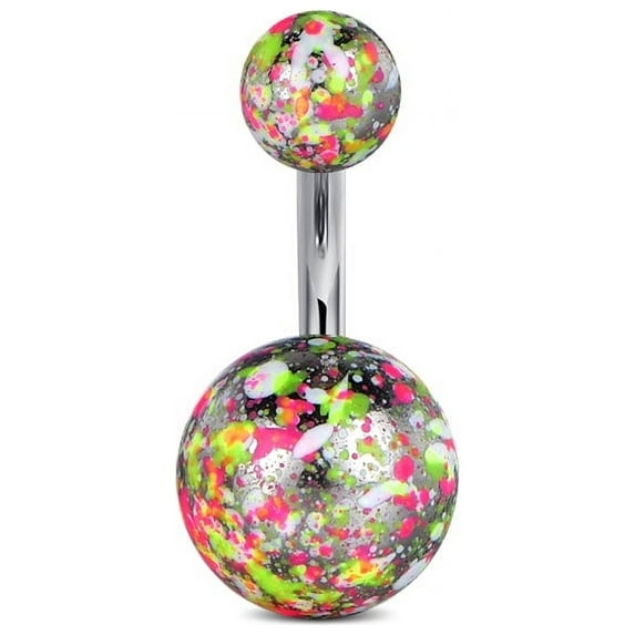 LAURITAMI Surgical Steel Belly Button Ring With Colorful Metal Ball 6MM 8MM 10MM Navel Ring Piercing