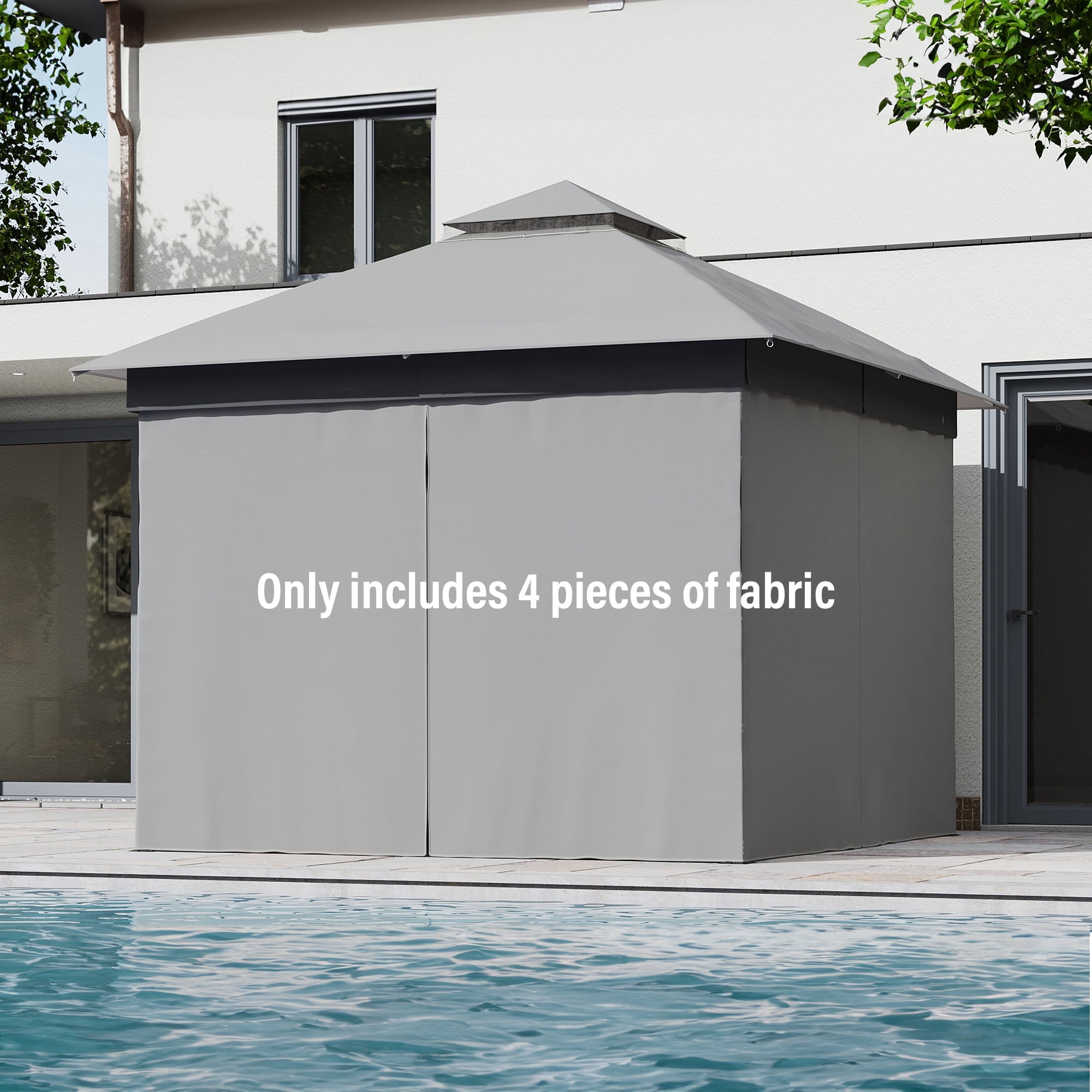 LAUSAINT HOME 10'x10' Gazebo Replacement Privacy Curtains with Zipper and 4-Panels Side Wall Universal Replacement for Backyard, Garden, Lawn, Gray