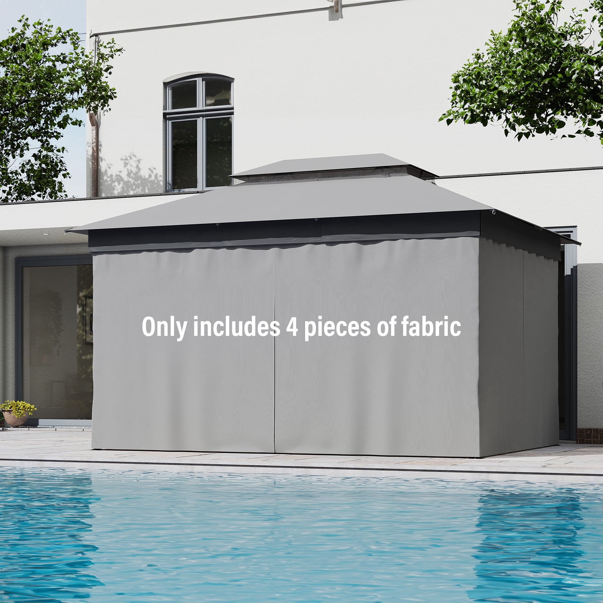 LAUSAINT HOME 10'x13' Gazebo Replacement Privacy Curtains with Zipper and 4-Panels Side Wall Universal Replacement for Backyard, Garden, Lawn, Gray