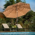 thumbnail image 1 of LAUSAINT HOME 10ft Patio Umbrella with Solar Lights, 3-tier Outdoor Umbrellas for Patio Pool Deck Market, Beige, 1 of 12