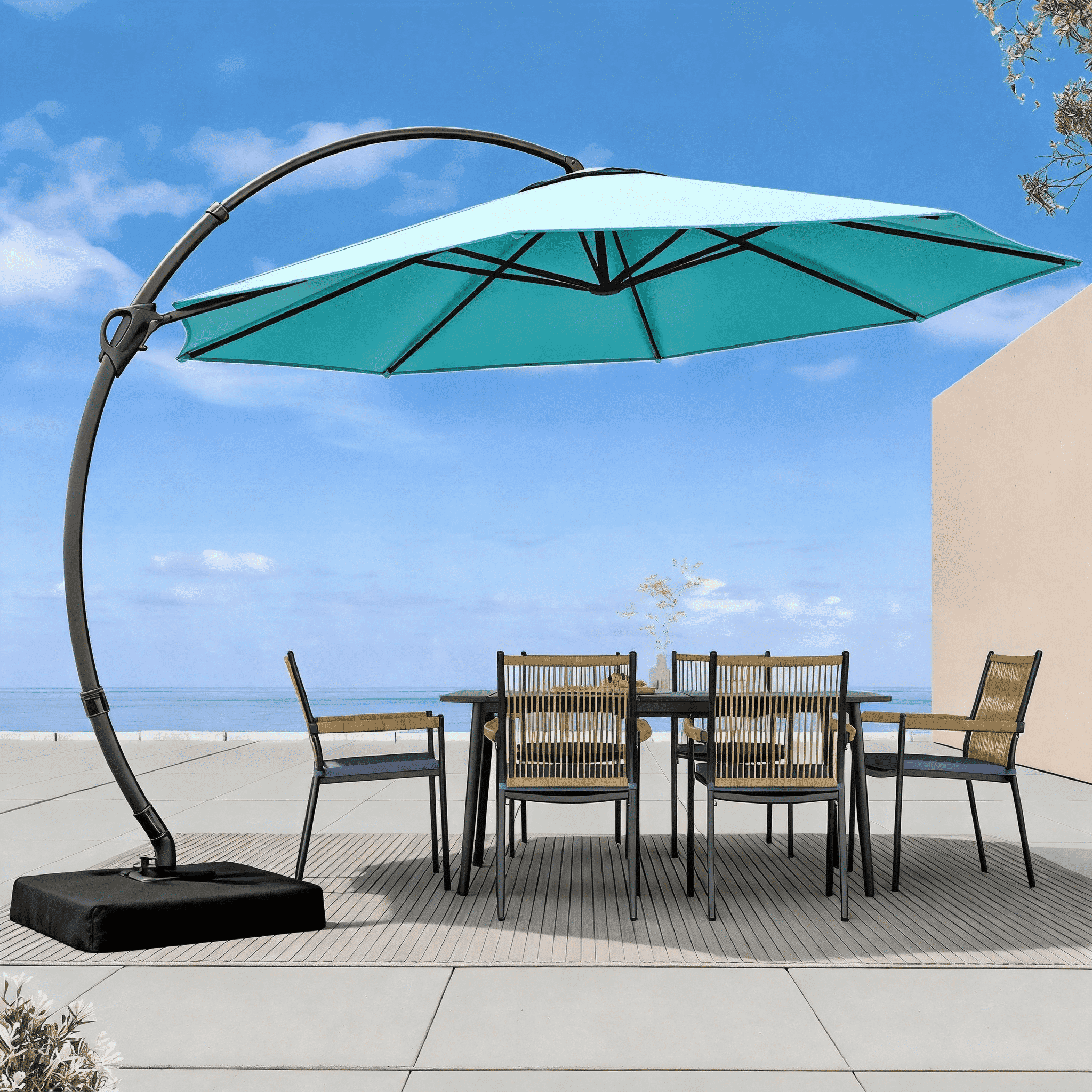 11 ft teal patio umbrella PURPLE LEAF 11FT Cantilever Outdoor Umbrella Turquoise Blue Aluminum Cantilever Umbrella Tangkula 11 ft Offset Patio