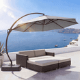 thumbnail image 1 of LAUSAINT HOME 11 FT Outdoor Patio Umbrella with Base, Aluminum Cantilever Umbrella with Crank, Gray, 1 of 11