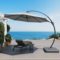 thumbnail image 1 of LAUSAINT HOME 11FT Patio Umbrella with Base, Outdoor Deluxe Curvy Cantilever Umbrella for Patio Pool Deck, Gray, 1 of 10