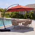thumbnail image 1 of LAUSAINT HOME 11 FT Outdoor Patio Umbrella with Base, Aluminum Cantilever Umbrella with Crank, Red, 1 of 7