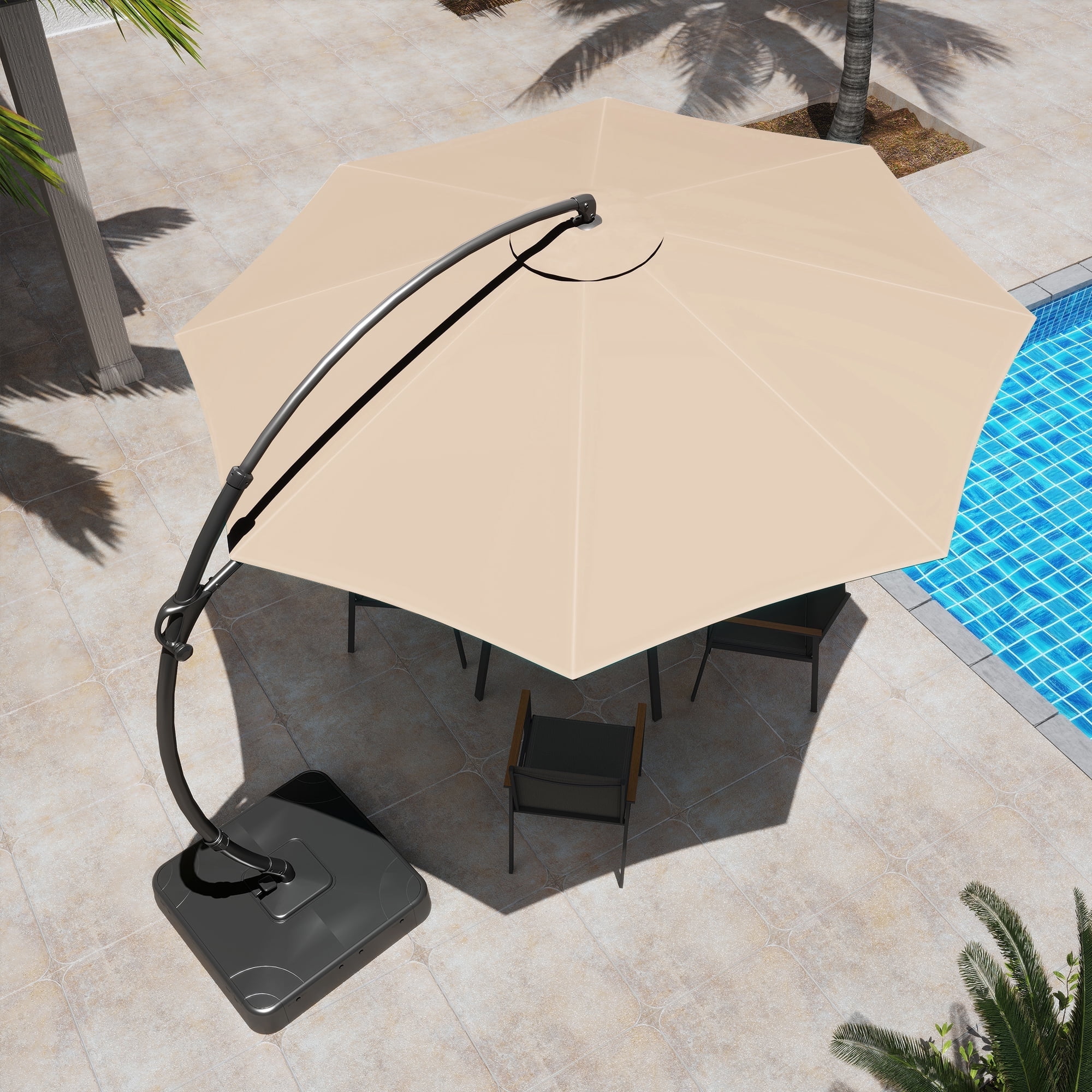 12-Foot Champagne Sunbrella Cantilever Patio Umbrella with Black Metal Pole