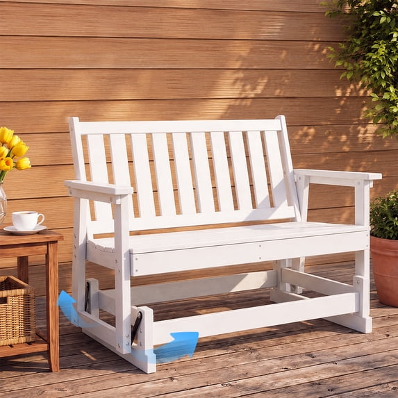 LAUSAINT HOME 2-Person HDPE Outdoor Glider Bench — Weather-Resistant, Smooth-Glide, Heavy-Duty Design for Patio, Porch, Garden, Backyard & Deck.