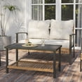 thumbnail image 1 of LAUSAINT HOME 2 Pieces Patio Conversation Set, 1 Loveseat and 1 Coffee Table with Beige Cushions, 1 of 8