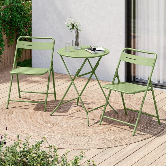 LAUSAINT HOME 3-Piece Outdoor Bistro Sets with Table and 2 Chairs, Mint Green