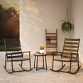 thumbnail image 1 of LAUSAINT HOME Outdoor Conversation Sets, 3-Piece Black Metal Patio Furniture Set with 2 Rocking Chairs, Gray Cushions, 1 of 7
