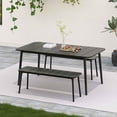 thumbnail image 1 of LAUSAINT HOME 3 Pieces Outdoor Patio Dining Set, Patio Furniture Set with 1 Oversized Table and 2 Benches, 1 of 8