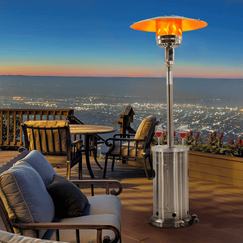 LAUSAINT HOME 48000BTU Patio Heater with Wheels,Stainless Steel Propane