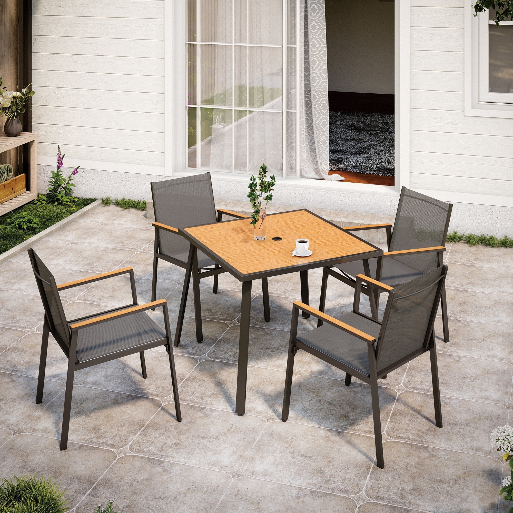 7 Pieces Patio Dining Set Outdoor Dining Table and Chairs