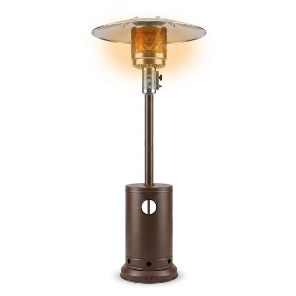 LAUSAINT HOME 55,000 BTU Patio Heaters for Outdoor Use, Upgraded Pyramid Patio Heater with Cover & Wheels, 87" Tall Quartz Glass Tube Propane Heaters for Patio, Home, Brown