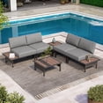 thumbnail image 1 of LAUSAINT HOME 6 Pieces Patio Furniture Set, Outdoor Metal Frame Patio Conversation Sets with Gray Cushions, 1 of 11