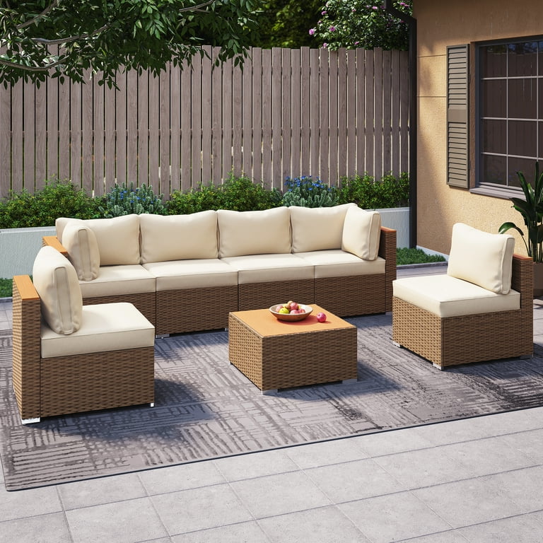 LAUSAINT HOME 7 Pieces Patio Conversation Set Outdoor Sectionals