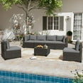thumbnail image 1 of LAUSAINT HOME 7 Pieces Patio Conversation Set, Outdoor Sectionals with 6 Chairs and 1 Coffee Table, Gray Cushions, 1 of 7