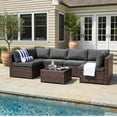 thumbnail image 1 of LAUSAINT HOME 7 Pieces Patio Conversation Set, Outdoor Sectionals with 6 Chairs and 1 Coffee Table, Gray Cushions, 1 of 7