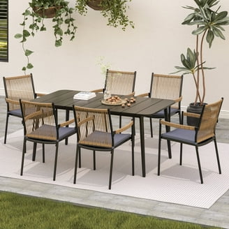 Vifah Renaissance Piece Curve Base Patio Dining Set in Vista