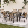 thumbnail image 1 of LAUSAINT HOME 7 Pieces Outdoor Patio Dining Set, Patio Furniture Set with 1 Oversized Table and 6 Rattan Chairs, 1 of 7