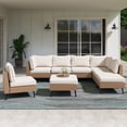 thumbnail image 1 of LAUSAINT HOME 8 Pieces Outdoor Furniture Set, Patio Rattan Wicker Sectionals with 6 Chairs and 2 Ottomans, Beige Cushions, 1 of 10