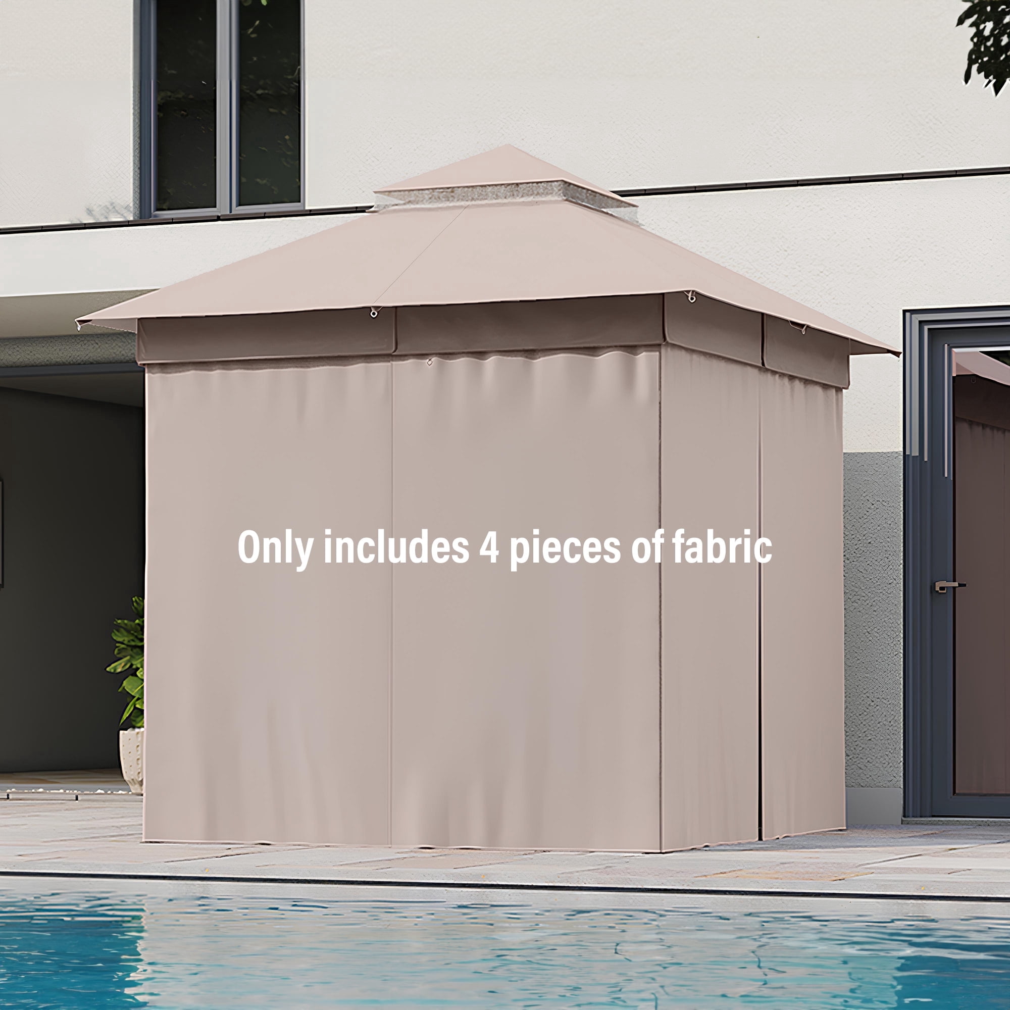 LAUSAINT HOME 8'x 8' Gazebo Replacement Privacy Curtains with Zipper and 4-Panels Side Wall Universal Replacement for Backyard, Garden, Lawn, Khaki