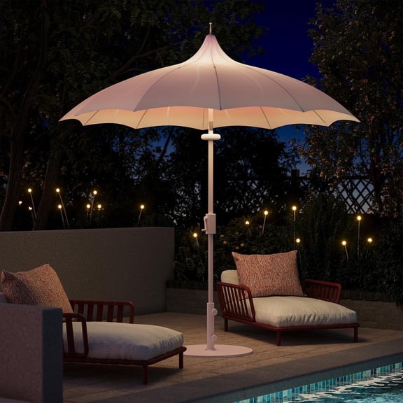 LAUSAINT HOME 9FT Outdoor Patio Umbrella with LED Light & Crank Handle, Gradient Beige