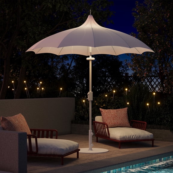 LAUSAINT HOME 9FT Outdoor Patio Umbrella with LED Light & Crank Handle, Gradient Blue