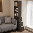 thumbnail image 1 of LAUSAINT HOME Bathroom Storage Cabinet, Tall Thin Black Storage with 2 Adjustable Shelves & 3-level Drawers for Home, Kitchen, 1 of 10