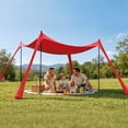 thumbnail image 1 of LAUSAINT HOME Beach Tent, 7.5x7.5FT Easy Pop Up Beach Canopy Sun Shade UPF 50+ Protection with 4 Windproof Stability Poles and Sandbags, Outdoor Sun Shelter for Family Camping, Red, 1 of 10