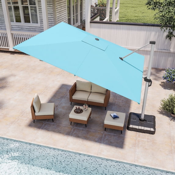 LAUSAINT HOME Outdoor Patio 11 FT Large Cantilever Umbrella, Windproof Offset with 360-degree Rotation for Backyard, Pool, Lawn, Deck, Turquoise Blue